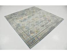 Moderne Country Manche de manche (6 'x 6') Tapis Zone Cambridge Bleu clair carré contemporain