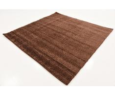 Moderne solide peluche Manche de manche (6 'x 6') carré Solo Bison Marron contemporain Tapis Zone