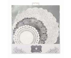 Talking Tables PPS-DOILY Party Porcelaine Lot de 24 Napperons Carton Papier Argent 0,3 x 0,02 x 27 cm