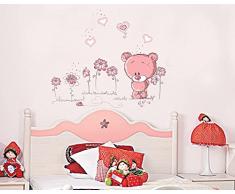ufengke® Ours Roses Mignons Aiment Coeur Stickers Muraux, La Chambre des Enfants Pépinière Autocollants Amovibles