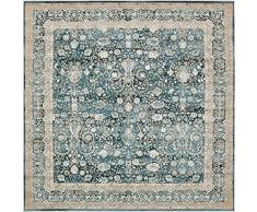 Moderne Country Manche de manche (6 'x 6') Tapis Zone Cambridge carré bleu foncé contemporain