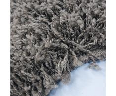 Moderne tapis Designer Shaggy VIE carré TAUPE 160 X 160