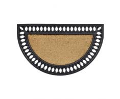 Relaxdays Paillasson fibres de coco tapis de sol demi-rond 75x45 cm demi-lune caoutchouc antidérapant effet fonte, nature et noir