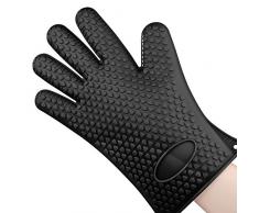 1 Gant de cuisine en silicone résistant anti-chaleur anti-brûlures surface anti-dérapante Pour Manipuler les Plats Chauds, Noir