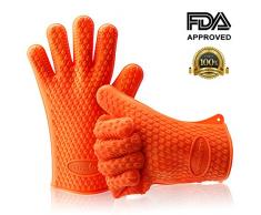 Thermopro TP-100 Gants de Cuisine en Silicone Anti Chaleur Surface Antidérapante Orange