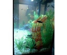 Sonline 2 x herbes/plantes aquatiques artificielles en plastique Decoration pour aquarium Orange