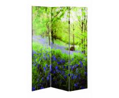 Haku Möbel 30940 Paravent Bois Massif Sapin/Toile Vert/Multicolore 3 x 120 x 180 cm
