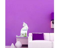 Ufengke® 3D Chat Mignon Effet De Miroir Stickers Muraux Design À La Mode Art De Décalque Décoration De La Maison Argent