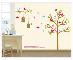 ufengke® Colorés Oiseaux de Volières Arbres Stickers Muraux, La Chambre des Enfants Pépinière Autocollants Amovibles