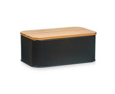 Zeller 25372 Boîte à pain Métal/Bambou Noir 31 x 18 x 12,5 cm