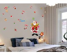 ufengke Joyeux Noël Père Noël Cadeau de Noël Vitrine Stickers Muraux, Salle de Séjour Chambre À Coucher Autocollants Amovibles