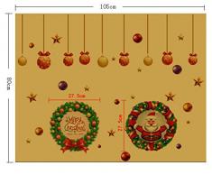 ufengke Joyeux Noël Père Noël Boule de Noel Guirlande de Noël Vitrine Stickers Muraux, Salle de Séjour Chambre À Coucher Autocollants Amovibles