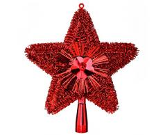 Cimier de sapin Brillant - 23 cm. - Rouge