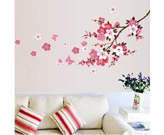 ufengke® Printemps Fleur de Cerisier Stickers Muraux,Salon Salle de Séjour Chambre à Coucher Décalcomanies Murales Autocollants Amovibles