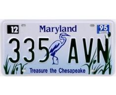 PLAQUE d' immatriculation américaine MARYLAND - Réplique