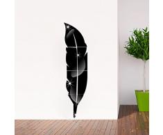 Ufengke® 3D Plume Effet De Miroir Stickers Muraux Design À La Mode Art De Décalque Décoration De La Maison Noir