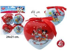 Disney mickey mouse minnie & cœur de 4 boules de noël cimier ø8cm