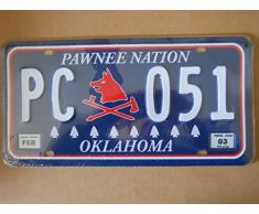 Plaque immatriculation américaine nouvelle 31 x 16 cm reproduction Oklahoma pc-051 Pawnee Nation