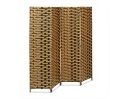 Relaxdays Paravent BYÖBU avec motifs effet tuile HxlxP: 179 x 180 x 2 cm en 4 pièces cloison séparateur de pièce panneaux brise-vue en bambou pliable, marron clair
