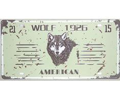 DL-WOLF 1926 Plaque d'immatriculation américaine Metal Sign Tin Sign garage shop cafe bar wall sticker art poster