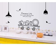 ufengke® Vaisselle de Cuisine Personnalisé Stickers Muraux, Tasses Soucoupes et Bouilloire Autocollants Amovibles Pour la Cuisine Salle à Manger