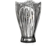 Vase, vase en cristal, Collection "SILVIA", transparent, fait à main, Ø 15 cm, cristal, style moderne (GERMAN CRYSTAL powered by CRISTALICA)