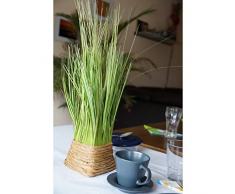 Artplants. de Plante artificielle touffe d'herbe vert/jaune dans le panier 45 cm