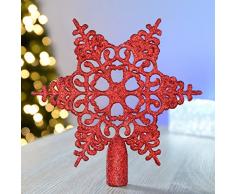 WeRChristmas Cimier de Noël Rouge pailleté 20 cm