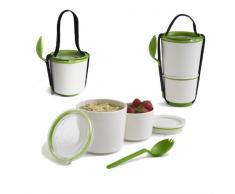 Black Blum - Bento Box - Boîte déjeuner - Boite repas, lunch box - Lunch pot blanc-vert