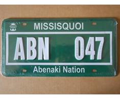 Plaque immatriculation américaine nouvelle 31 x 16 cm reproduction Missisquoi Abenaki Nation