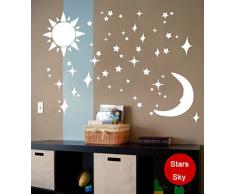 Ufengke® 3D Soleil Lune Étoiles Effet De Miroir Stickers Muraux Design À La Mode Art De Décalque Décoration De La Maison Argent