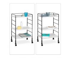 Relaxdays Desserte de cuisine îlot chariot H x l x P: 72 x 47 x 32 cm buffet à roulettes 3 tablettes 3 étages meuble avec 4 roues, noir