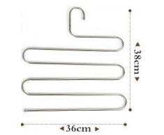 Beddingleer Rack en acier inoxydable pour pantalons 5 calques Garde-robe polyvalente Garde-robe Magic Space Saver Rack pour vêtements éponge écharpe pantalons cravate