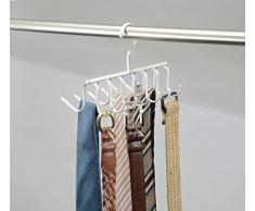 mDesign rangement cravate pour garde-robe – porte-cravate et porte-ceinture dans un – 14 crochets pour cravates et ceintures – accrochage simple – idéal comme cintre écharpe