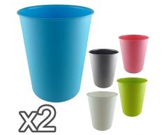 Poubelle - Bac à déchets en plastique de la poussière d'extérieur unités, Rose, Lot de 2