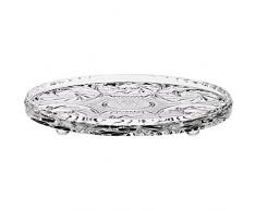 Petit plaque en cristal, Plateau, Assiettes à dessert plates, Panier à fruit, collection "ROTATION STAR", fait à main, transparent, Ø 22 cm, cristal, style moderne (GERMAN CRYSTAL powered by CRISTALICA)