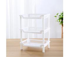 hibote 3 Niveau de petite taille Plastic Place Salle de bains étagère de rangement de cuisine toilettes étagère de stockage, 13 inch , de couleur blanche