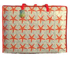 Super grand sac de rangement de 115 litres. Motif rouge Etoile de mer. Toy sac, le lavage et le sac à linge