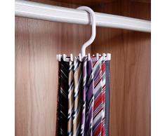 iSuperb® 2 Pièces Porte-cravate pivotant Porte-cravate Organisateur Porte-crochet Rangement de placard Blanc et noir avec boîte cadeau (2 Paquet de Tie Rack)