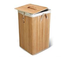Tatkraft Pallas Panier a Linge Bambou avec Sac à Linge en Coton 60L d35X50cm