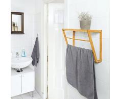 Relaxdays Porte-serviettes mural en bambou rangement étagère murale bois salle de bain HxLxP 30 x 42 x 20 cm 3 barres serviettes, nature