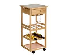 Premier Housewares 2403026 Chariot de Cuisine Broche avec Tiroir/Rangement/Haut Carreaux de Céramique à Roues pour 6 Bouteilles
