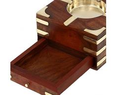 Grand Cendrier en bois décoratif avec Cigarette Boîte de rangement Case