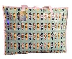 Grand sac de rangement de 65 litres. Vert Hawaiien Planches de surf. Motif hippocampe Bleu. Jouets, lavage et sac à linge