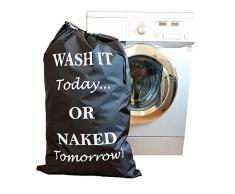 Grand sac à linge, Pliable Noir avec cordon de serrage, assez grand pour remplacer votre paniers à linge Solution de rangement et paniers. Idéal pour Collège ou Résidence à linge, chambre et chambre d'enfant