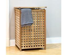 Relaxdays Panier à linge en bois de noyer corbeille à vêtements avec couvercle HxlxP 67,5 x 45,7 x 45 cm capacité 75L trieur de linge lessive bois coffre sac en lin amovible, couleur naturelle