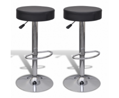 vidaXL 2 tabourets de bar noirs ronds en cuir artificiel