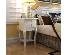 vidaXL Table de chevet 2 tiroirs en blanche