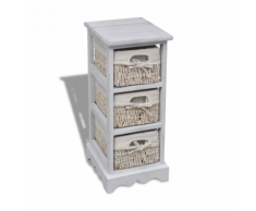 vidaXL Chiffonnier en bois colonial blanc avec 3 paniers