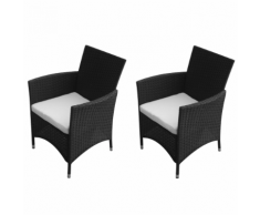 vidaXL ensemble chaise de jardin en poly rotin 2 pcs noir